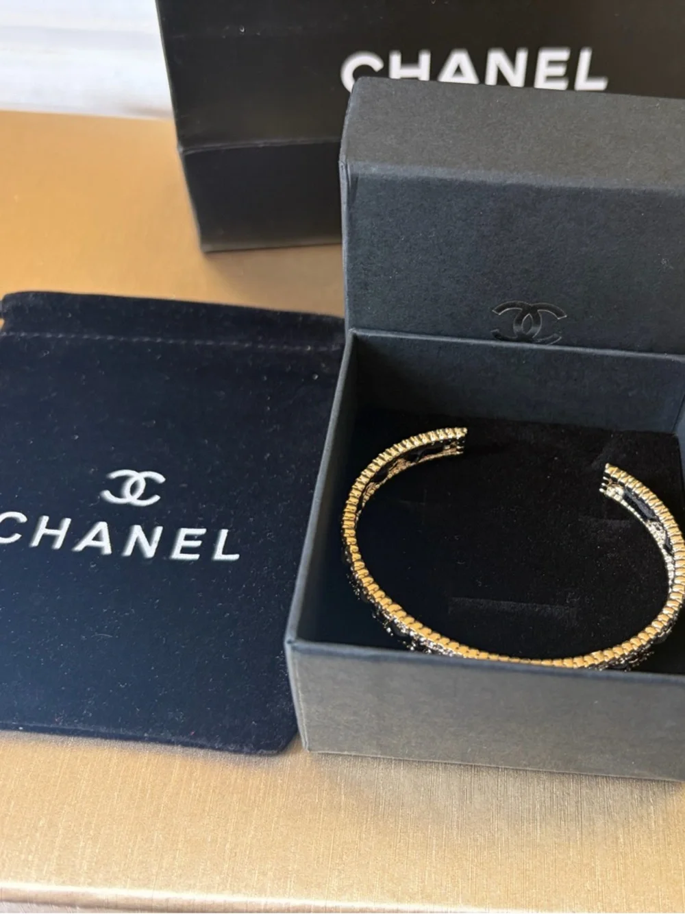 Chanel Gold and black Bangle Bracelet - Picture 12 of 12